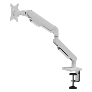 1719.09 – Monitor Arm met Gasveer | 17-32 Inch | Quick Release VESA | Bureauklem + Bladdoorvoer | Wit