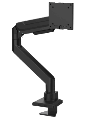 1764.09 – Monitor Arm met Gasveer | Heavy Duty | 17-49 Inch |  Arm lengte 55 cm | Bureauklem + Bladdoorvoer | Zwart