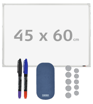 4106 + 4260.90 – Whiteboard met starterspack | Magnetisch | Aluminium Frame | 45 x 60 cm
